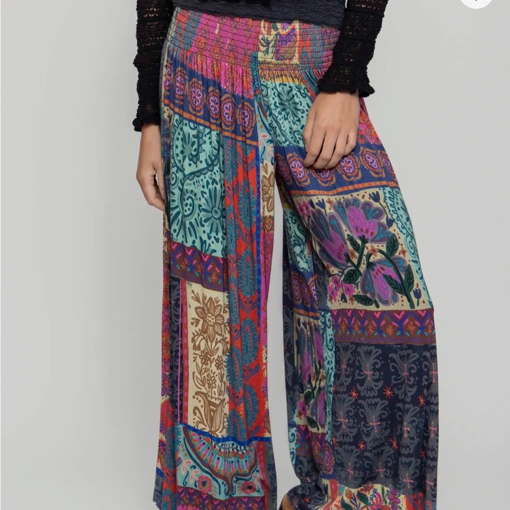 NATURAL LIFE Colorful Patchwork Wide-Leg Pants